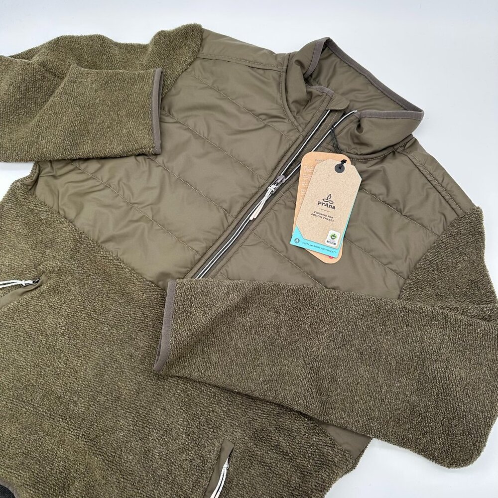 prAna Men's IncrediWool 1/2 Zip Wooly Bird Fleece‎ Jacket, Size L, Slate Green